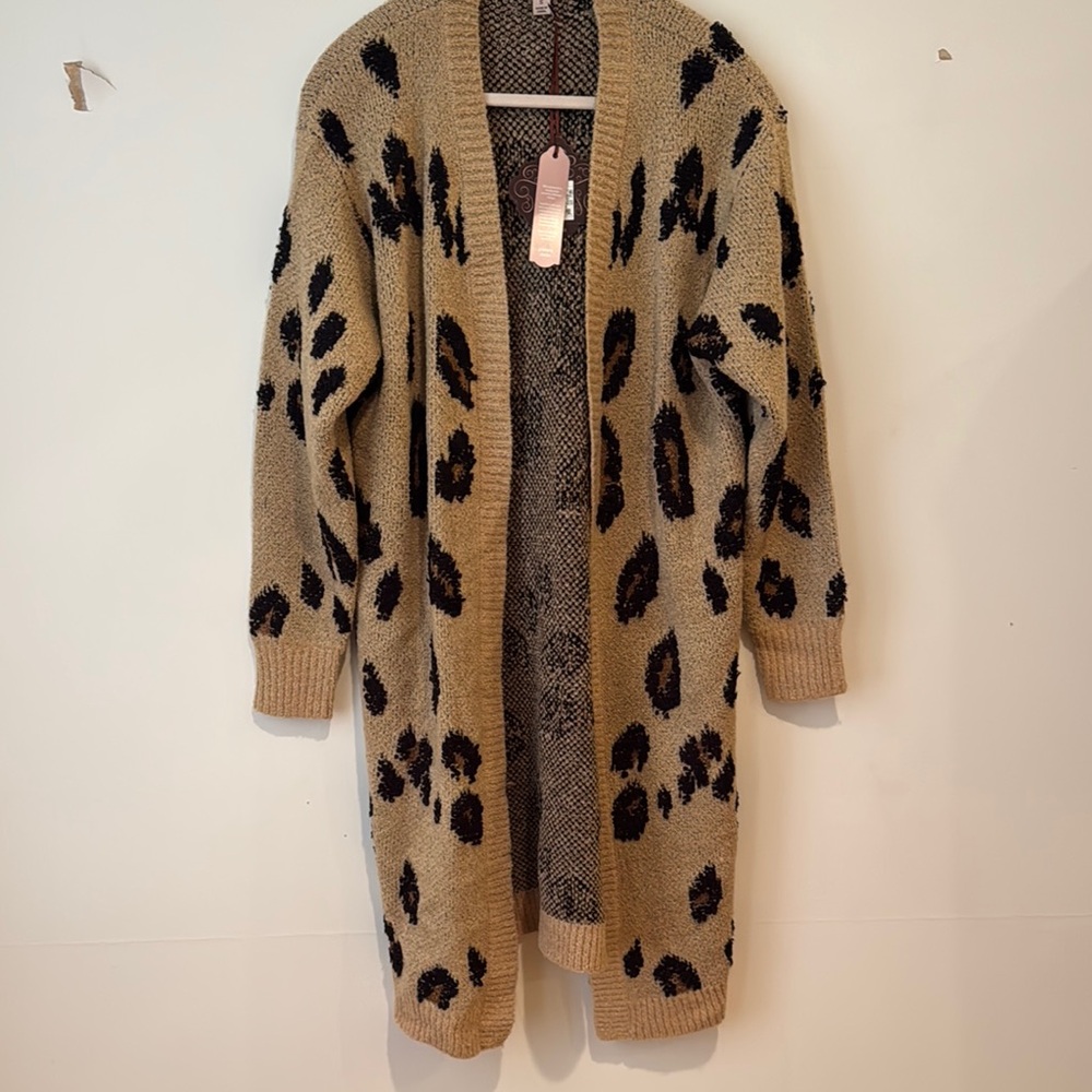 Knox Rose Tan and Black Knit Cardigan
